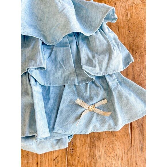 NWT! Dylan & Abby Ruffle Tiered Chambray Dress Size 6-9M - Picture 2 of 5